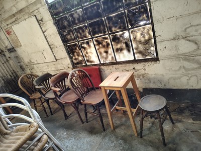 Lot 193 - Vintage Wooden Chairs and stool x 6