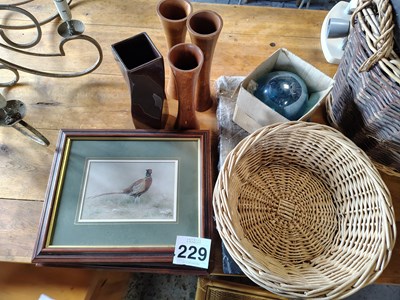 Lot 229 - Qty of Plate Mats, Phesans Pictures, Vases and...