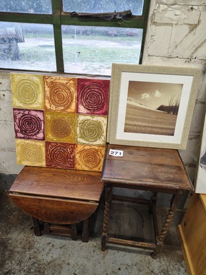Lot 271 - Folding Table, Stool and 3 Pictures