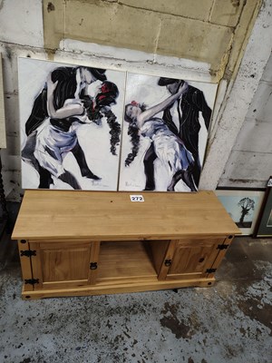Lot 272 - TV Stand and Pictures x 2