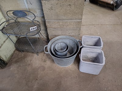 Lot 280 - Vintage Galvanized Zinc Planter Buckets x 7,...